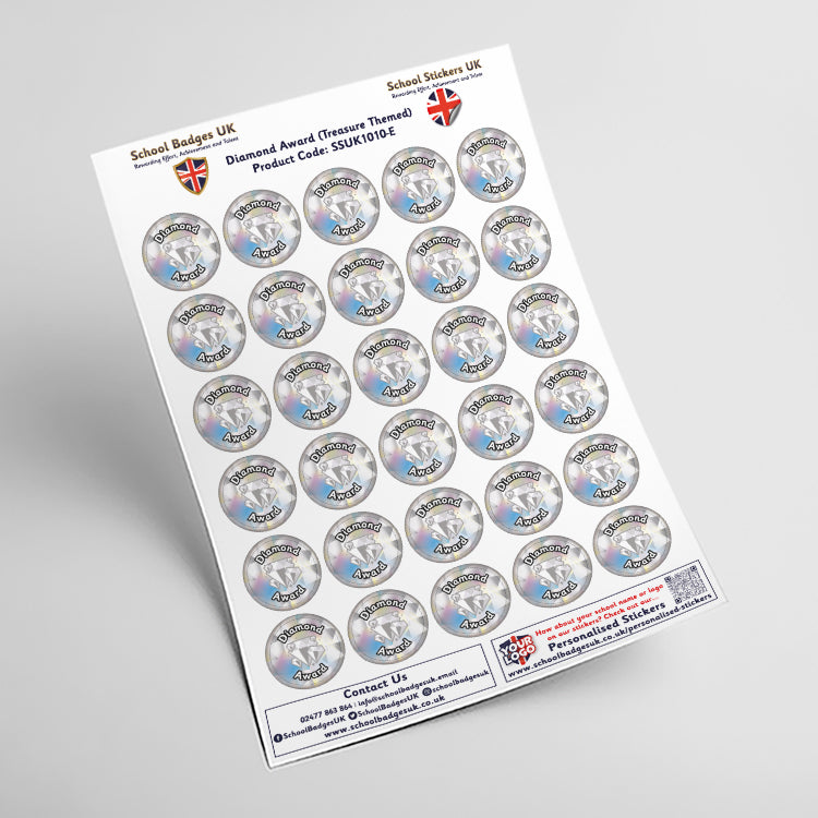 Diamond Award Treasure Themed Stickers by School Badges UK