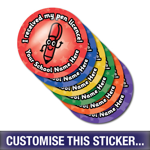 Personalised Pen Licence Stickers by School Badges UK