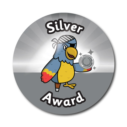 Silver Award Pirate Themed Stickers by School Badges UK