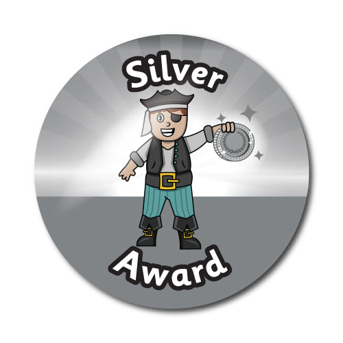 Silver Award Pirate Themed Stickers by School Badges UK