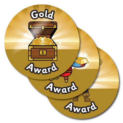 Gold Award Pirate Themed Stickers by School Badges UK