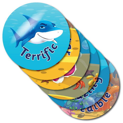 Well Done Sea Creature Stickers by School Badges UK