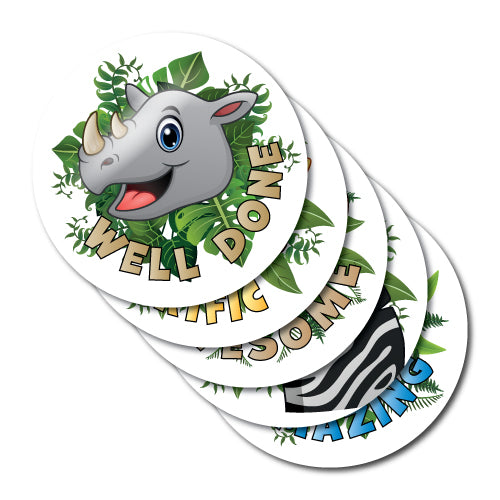 Well Done Safari Animal Stickers by School Badges UK