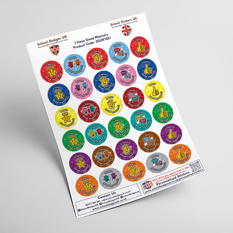 Manners Sticker I Have Good Manners Stickers by School Badges UK