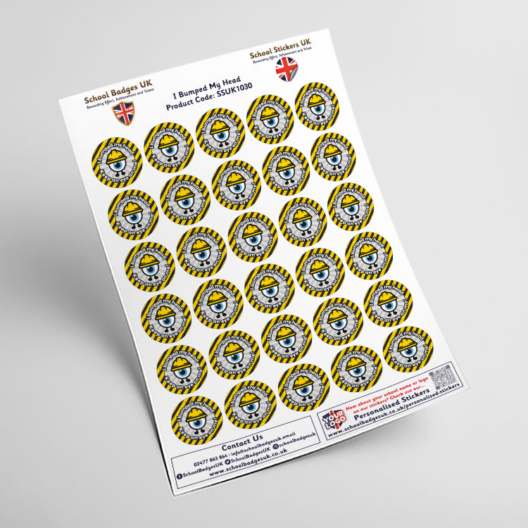 I Bumped My Head Stickers by School Badges UK