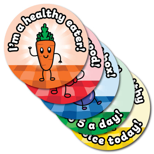 144 I'm A Healthy Eater Stickers For Children, Teachers & Parents - Colourful, Easy Peel Stickers With Strong Adhesive Glue [144 30mm Stickers