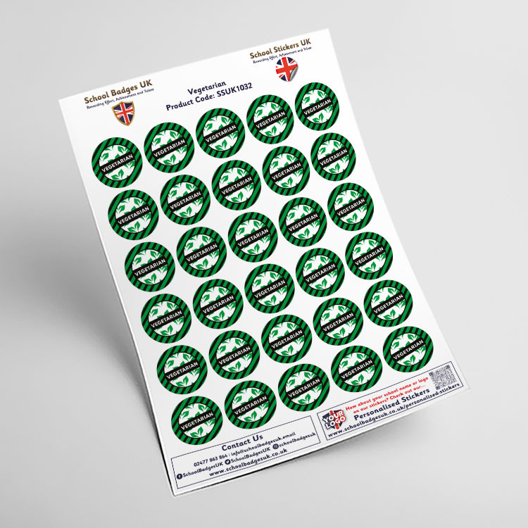 Vegetarian Stickers by School Badges UK
