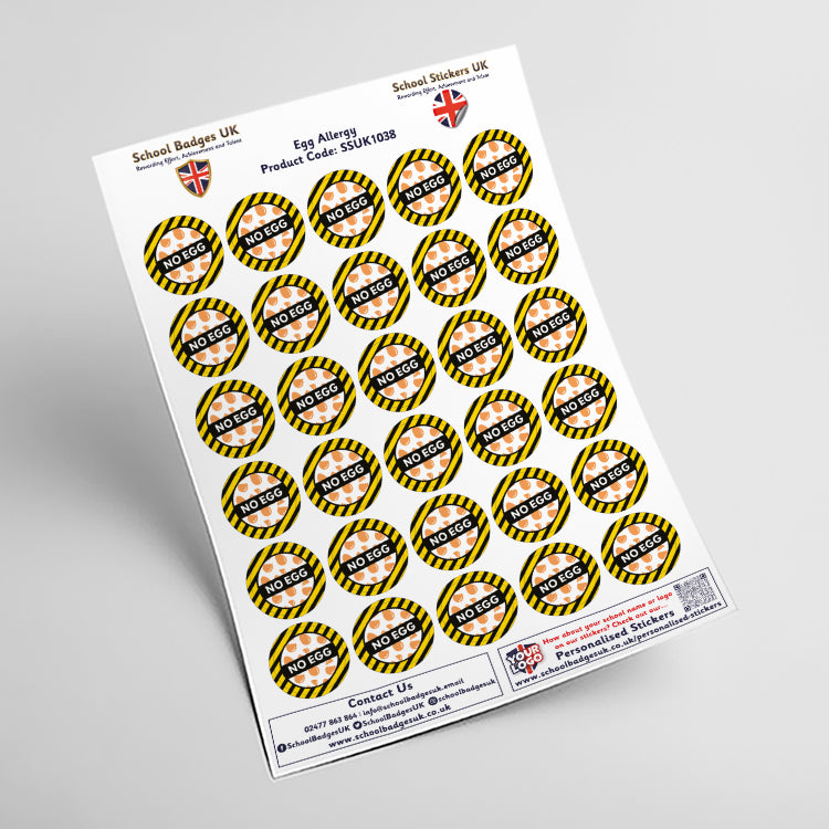 Egg Allergy Stickers by School Badges UK