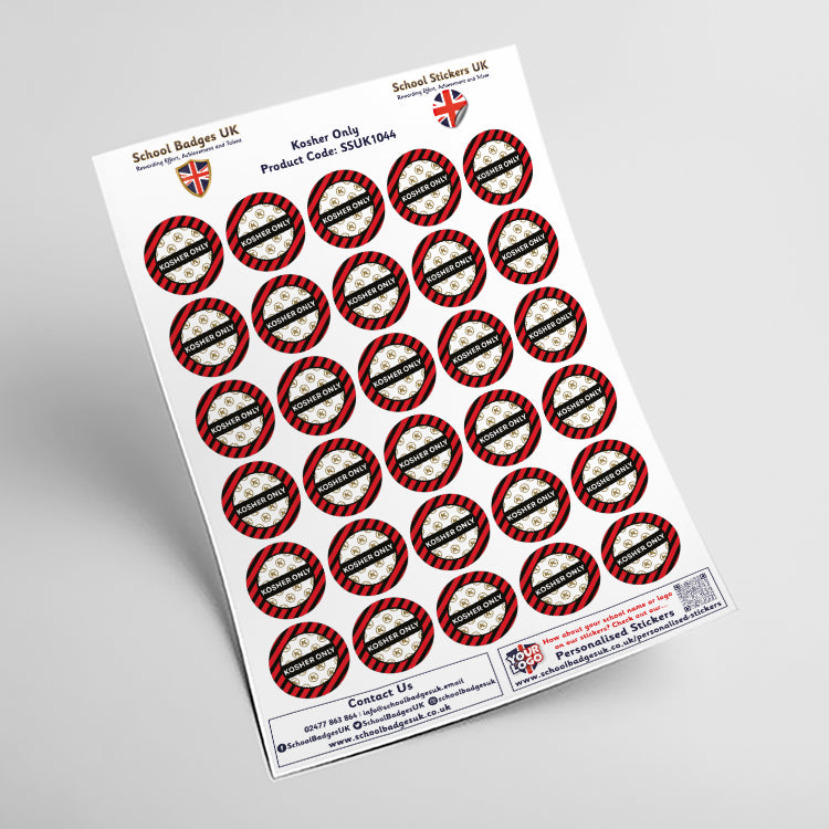Kosher Only Stickers by School Badges UK