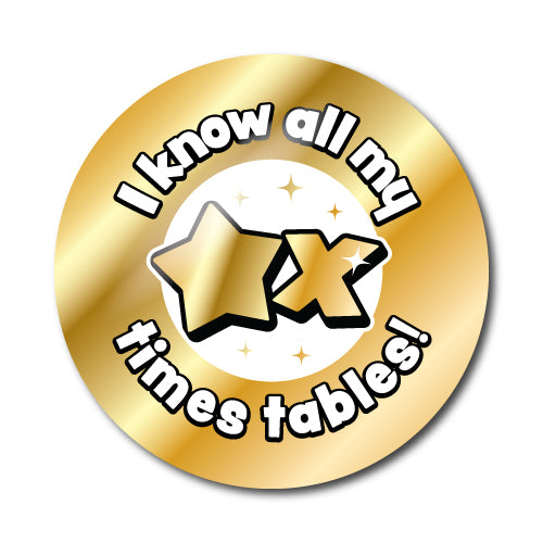 Times Tables 9-12x Stickers - School Badges UK