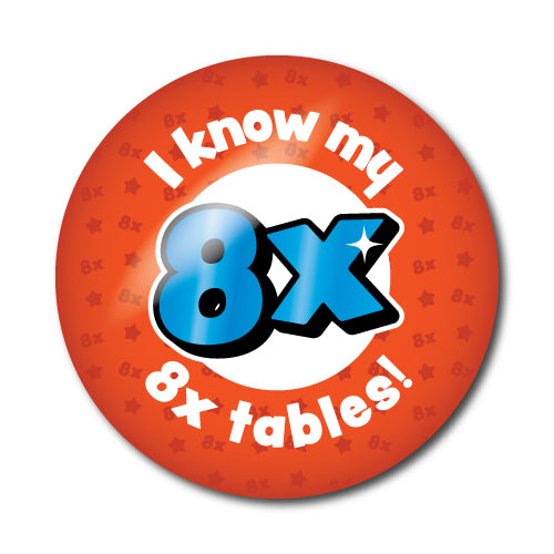 Times Tables 2-8x Stickers - School Badges UK