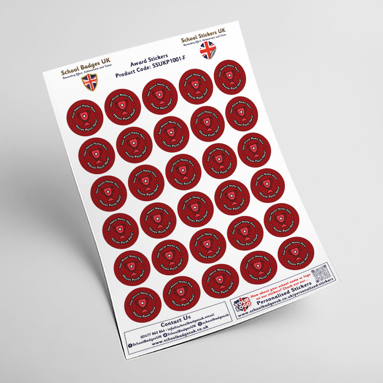 Personalised House Point Hero Stickers by School Badges UK