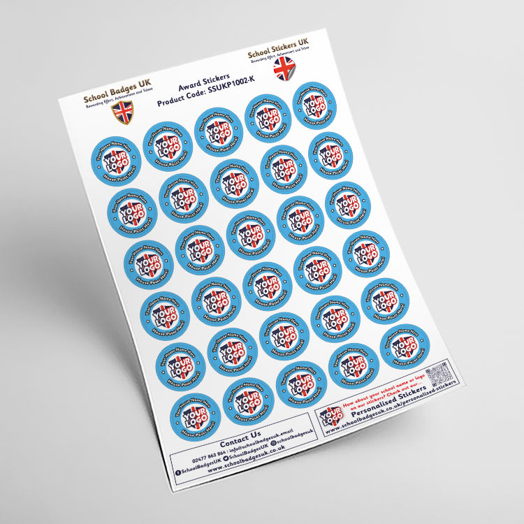 Personalised House Point Hero Custom Logo Stickers by School Badges UK