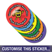 Personalised Dojo Champion Stickers by School Badges UK