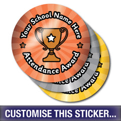 Personalised Attendance Award Stickers by School Badges UK