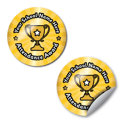 Personalised Attendance Award Stickers by School Badges UK