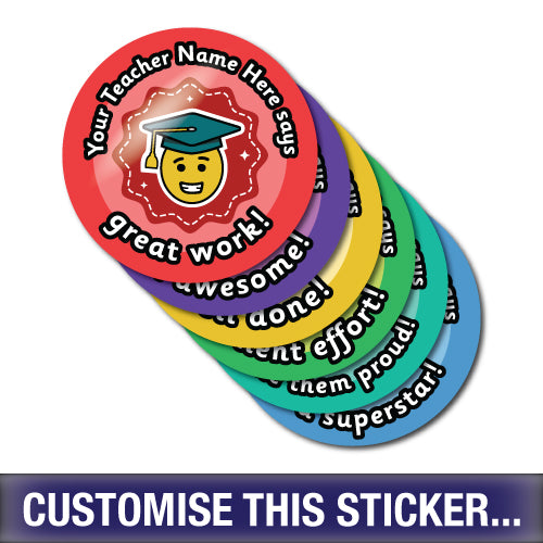 Personalised My Teacher Says Stickers by School Badges UK