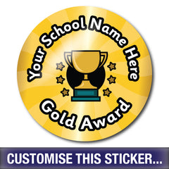 Personalised Gold Award Stickers by School Badges UK