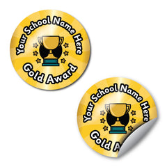 Personalised Gold Award Stickers by School Badges UK