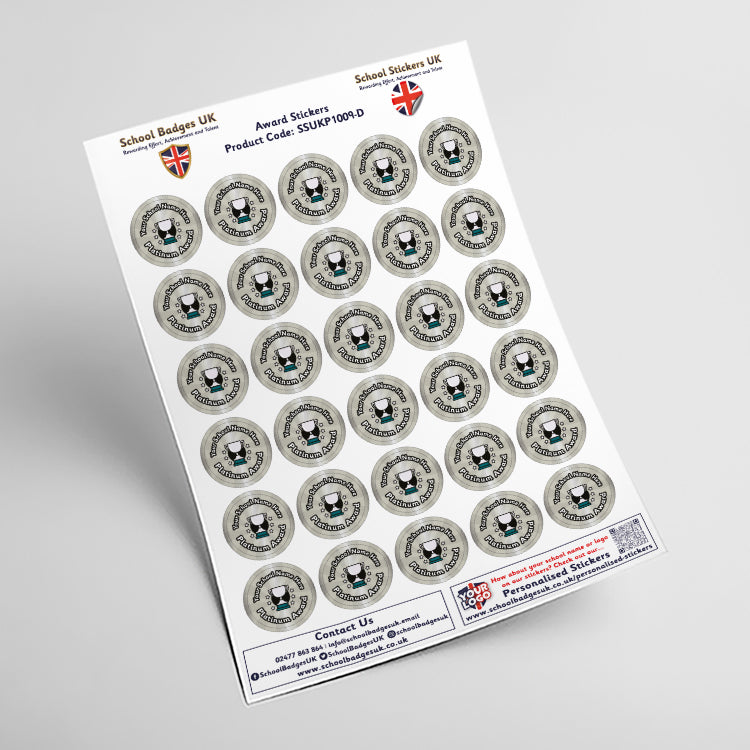 Personalised Platinum Award Stickers by School Badges UK