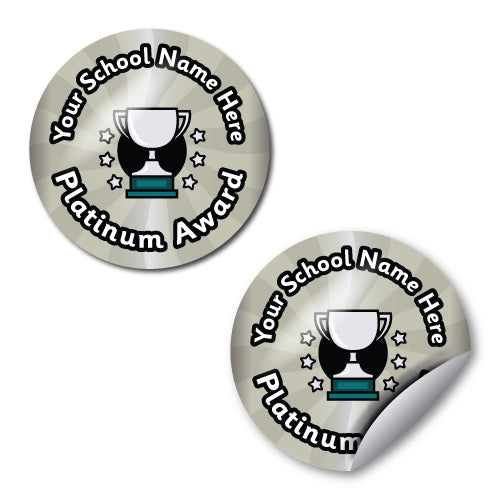 Personalised Platinum Award Stickers by School Badges UK