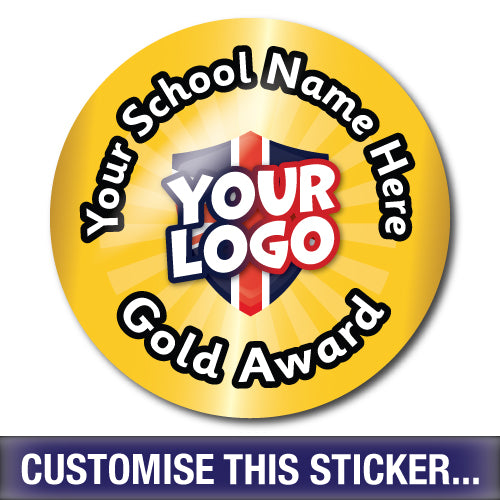 Personalised Gold Award Custom Logo Stickers by School Badges UK