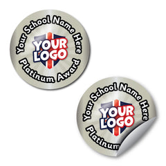 Personalised Platinum Award Custom Logo Stickers by School Badges UK