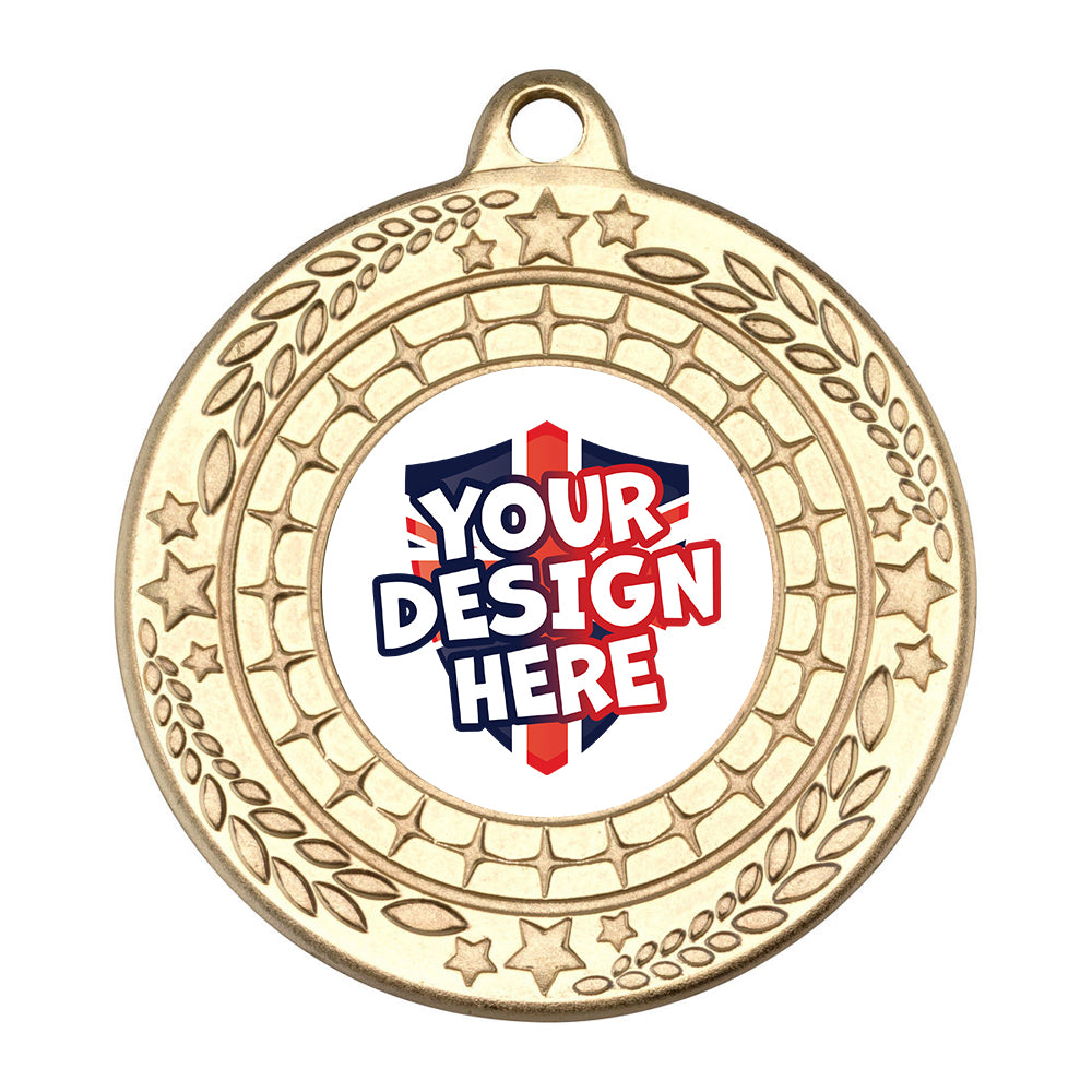 Custom Stars And Leaf Gold Medal