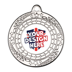 Custom Stars And Leaf Silver Medal