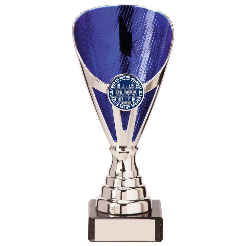 Rising Stars Premium Blue & Silver Trophy – 175mm