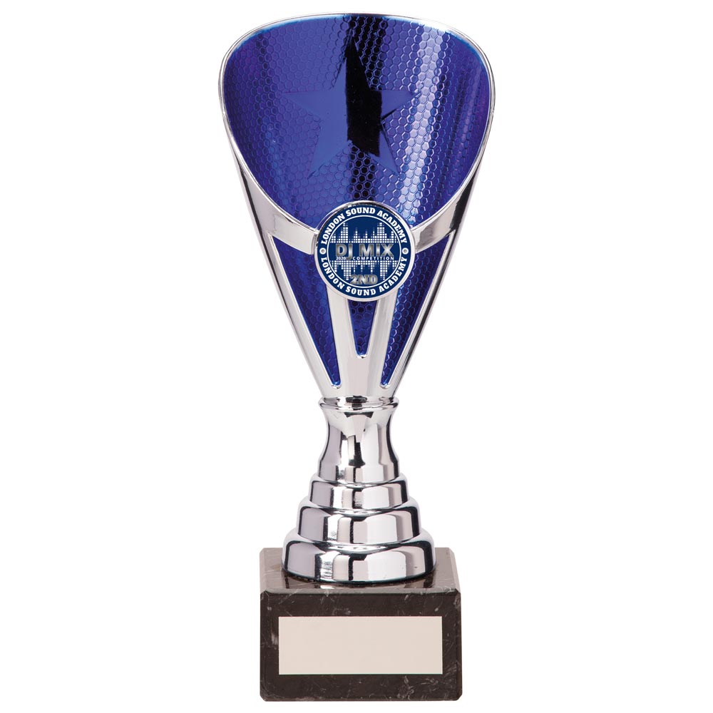Rising Stars Premium Blue & Silver Trophy – 185mm