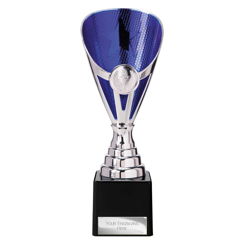 Rising Stars Premium Blue & Silver Trophy – 205mm