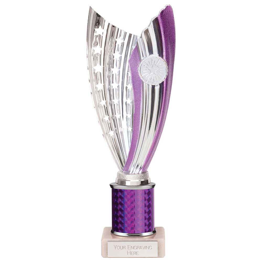 Glamstar Purple & Silver Tube Trophy – 240mm