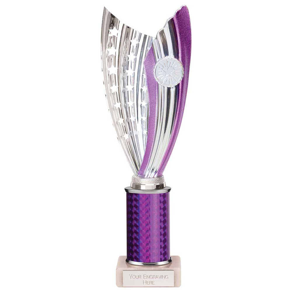 Glamstar Purple & Silver Tube Trophy – 290mm