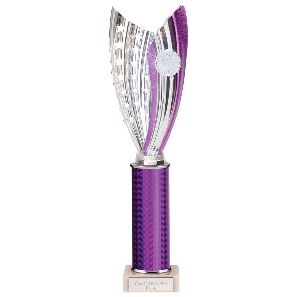 Glamstar Purple & Silver Tube Trophy – 340mm