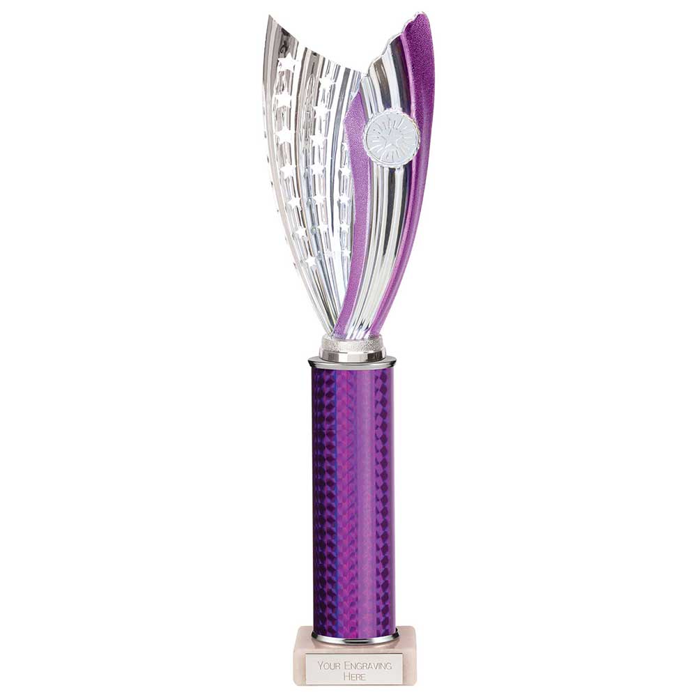 Glamstar Purple & Silver Tube Trophy – 365mm