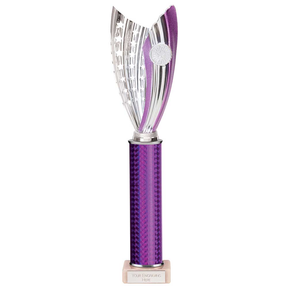 Glamstar Purple & Silver Tube Trophy – 390mm