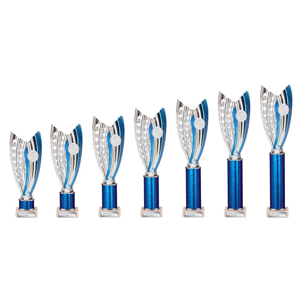 Glamstar Blue & Silver Tube Trophy