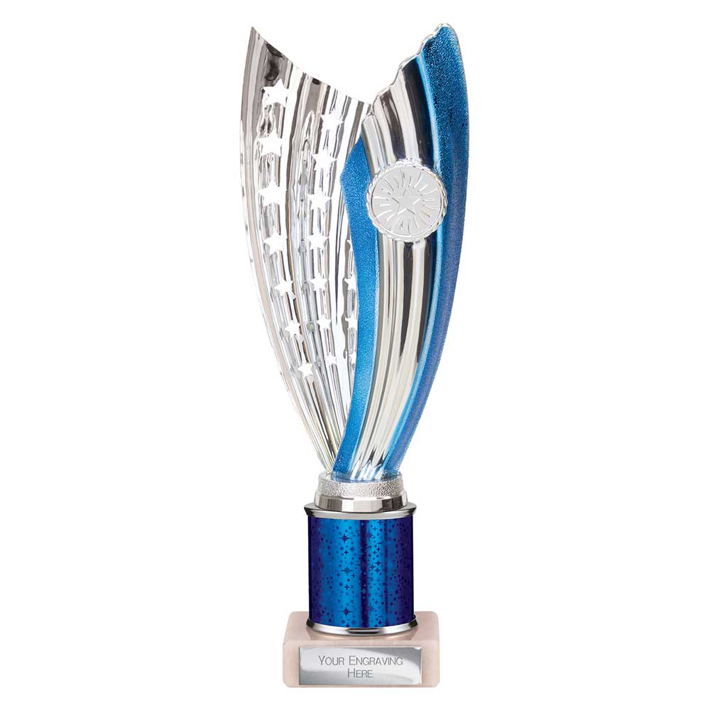 Glamstar Blue & Silver Tube Trophy – 290mm