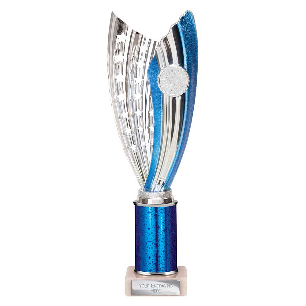 Glamstar Blue & Silver Tube Trophy – 315mm