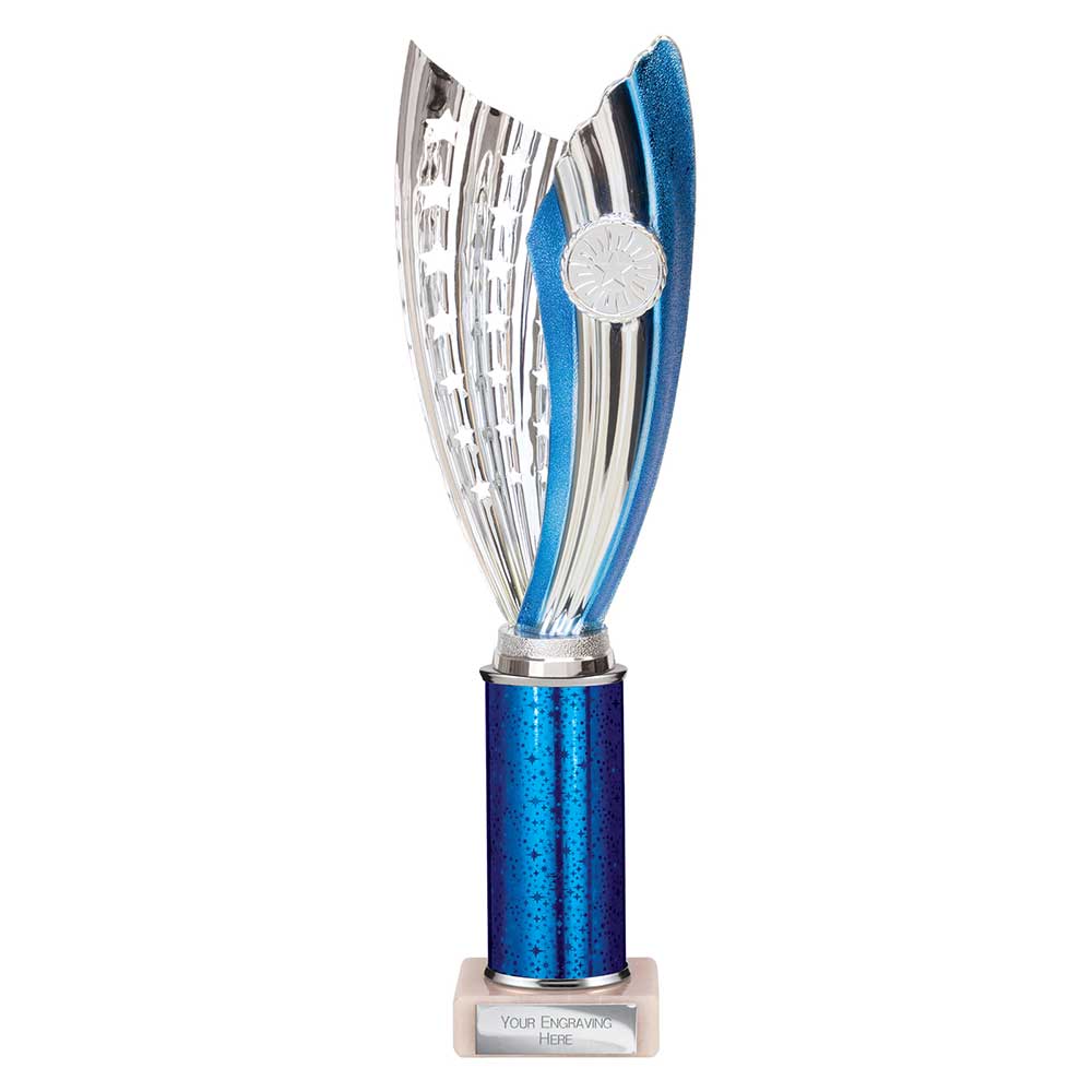 Glamstar Blue & Silver Tube Trophy – 340mm