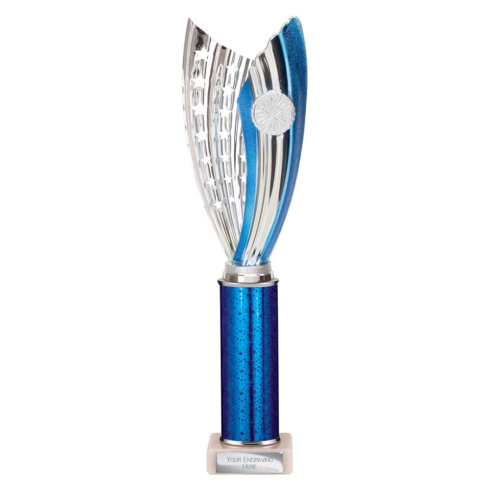 Glamstar Blue & Silver Tube Trophy – 365mm