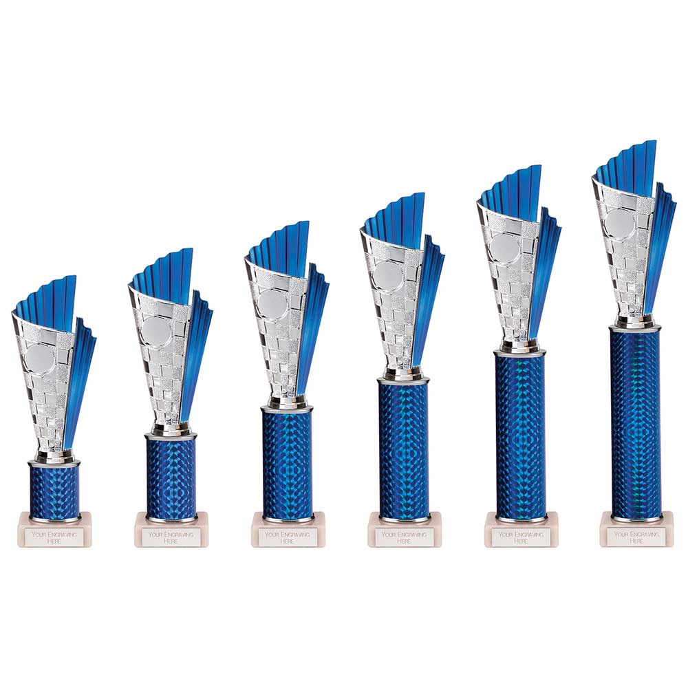 Flash Blue & Silver Tube Trophy