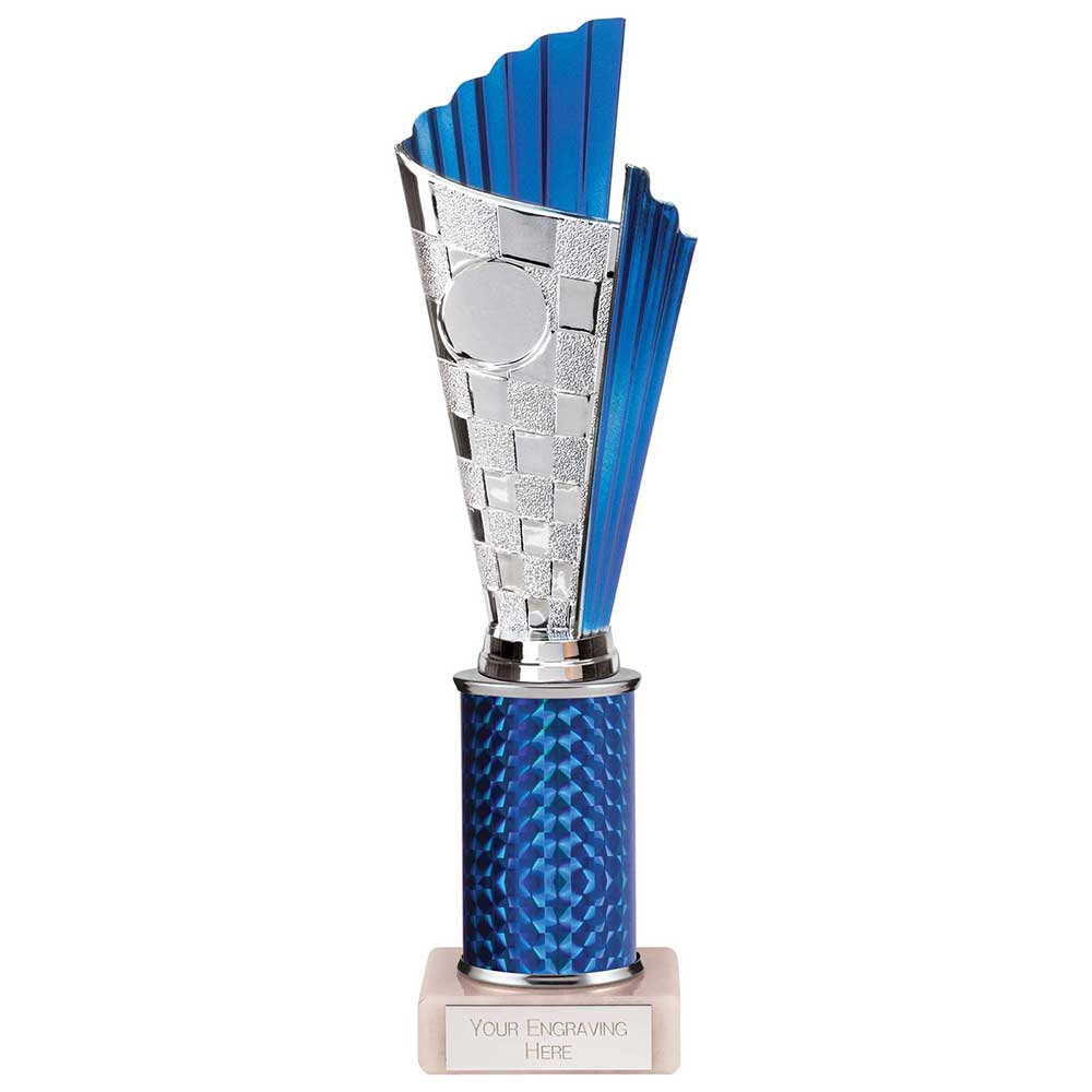 Flash Blue & Silver Tube Trophy