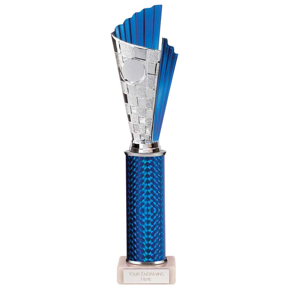 Flash Blue & Silver Tube Trophy