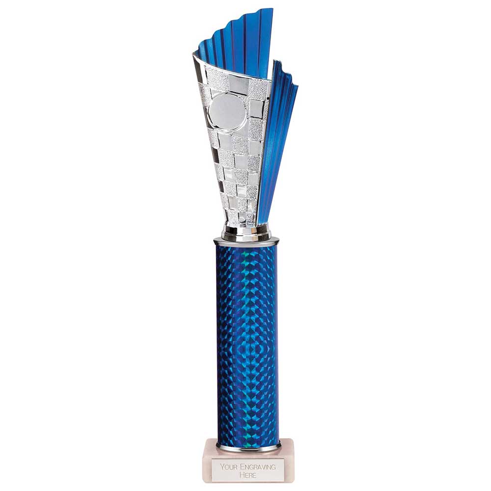 Flash Blue & Silver Tube Trophy