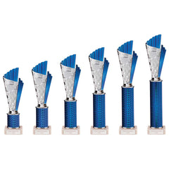 Flash Blue & Silver Tube Trophy