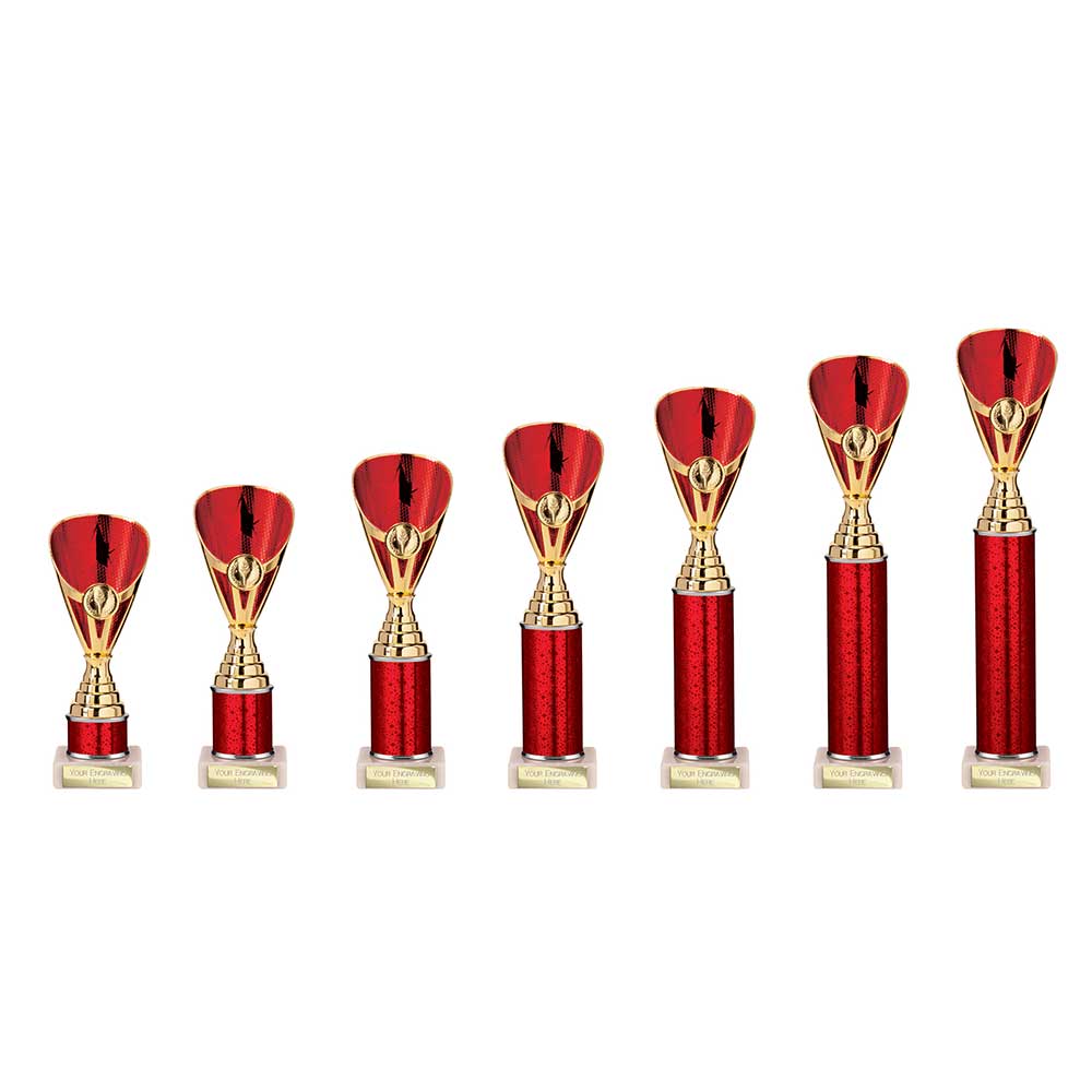 Rising Stars Red & Gold Tube Trophy