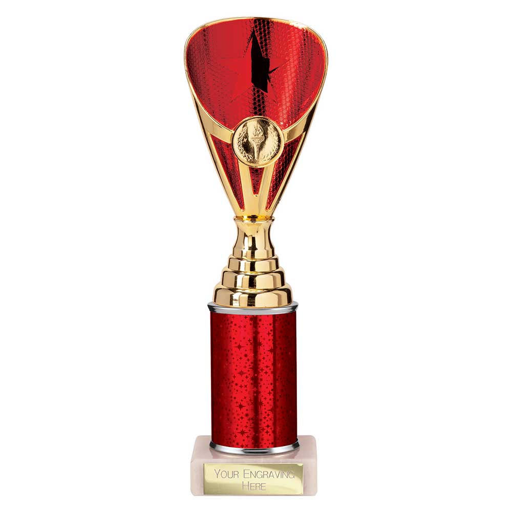 Rising Stars Red & Gold Tube Trophy – 255mm