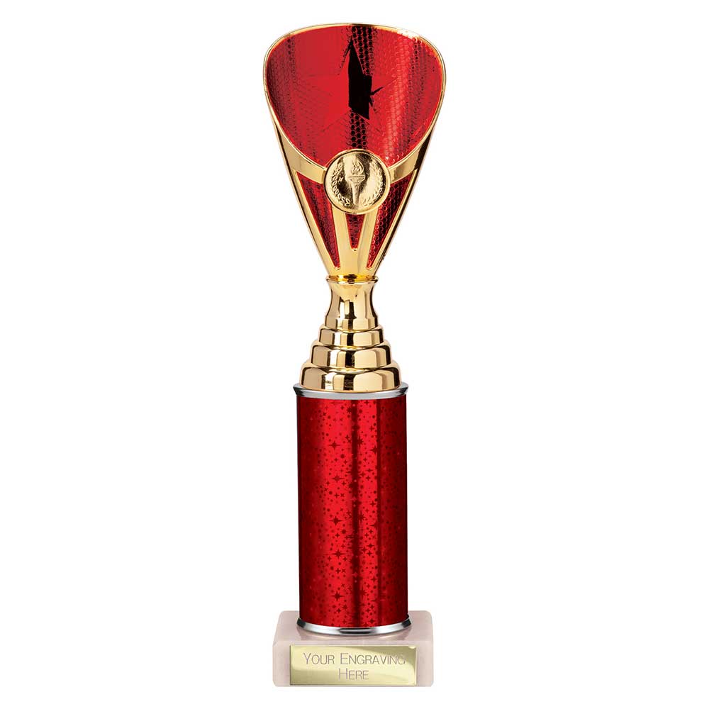 Rising Stars Red & Gold Tube Trophy – 280mm
